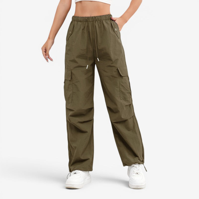 Women's Wide-Leg Trousers with Multiple Pockets