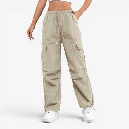 Women's Wide-Leg Trousers with Multiple Pockets