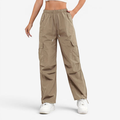 Women's Wide-Leg Trousers with Multiple Pockets