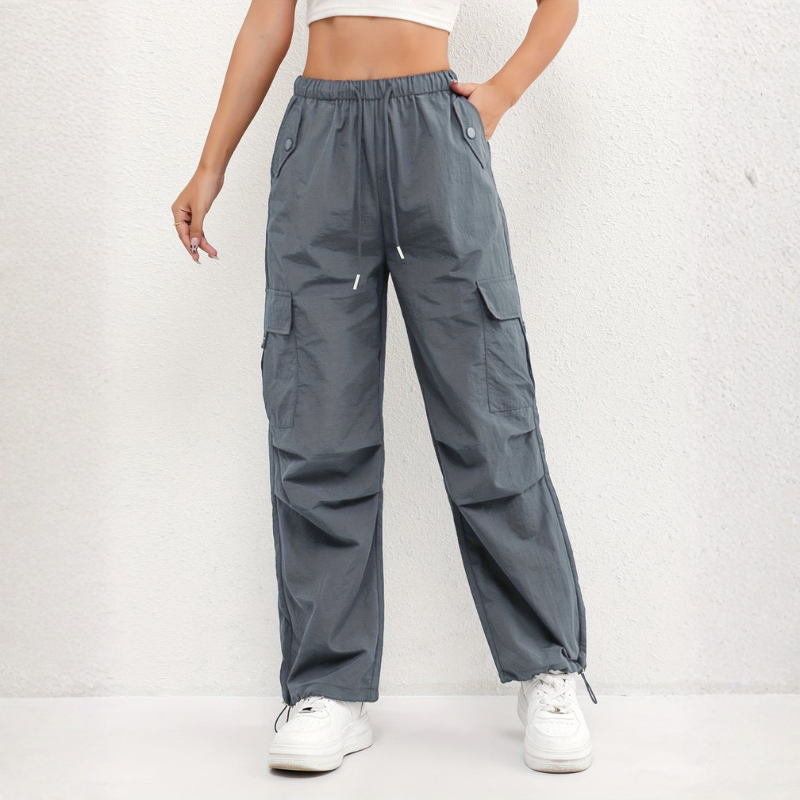 Women's Wide-Leg Trousers with Multiple Pockets