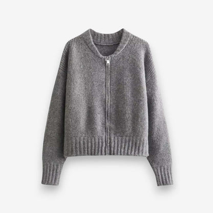 Women's Zip Detail Crew Neck Knit Pullover