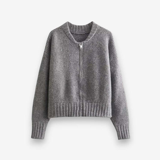 Women's Zip Detail Crew Neck Knit Pullover