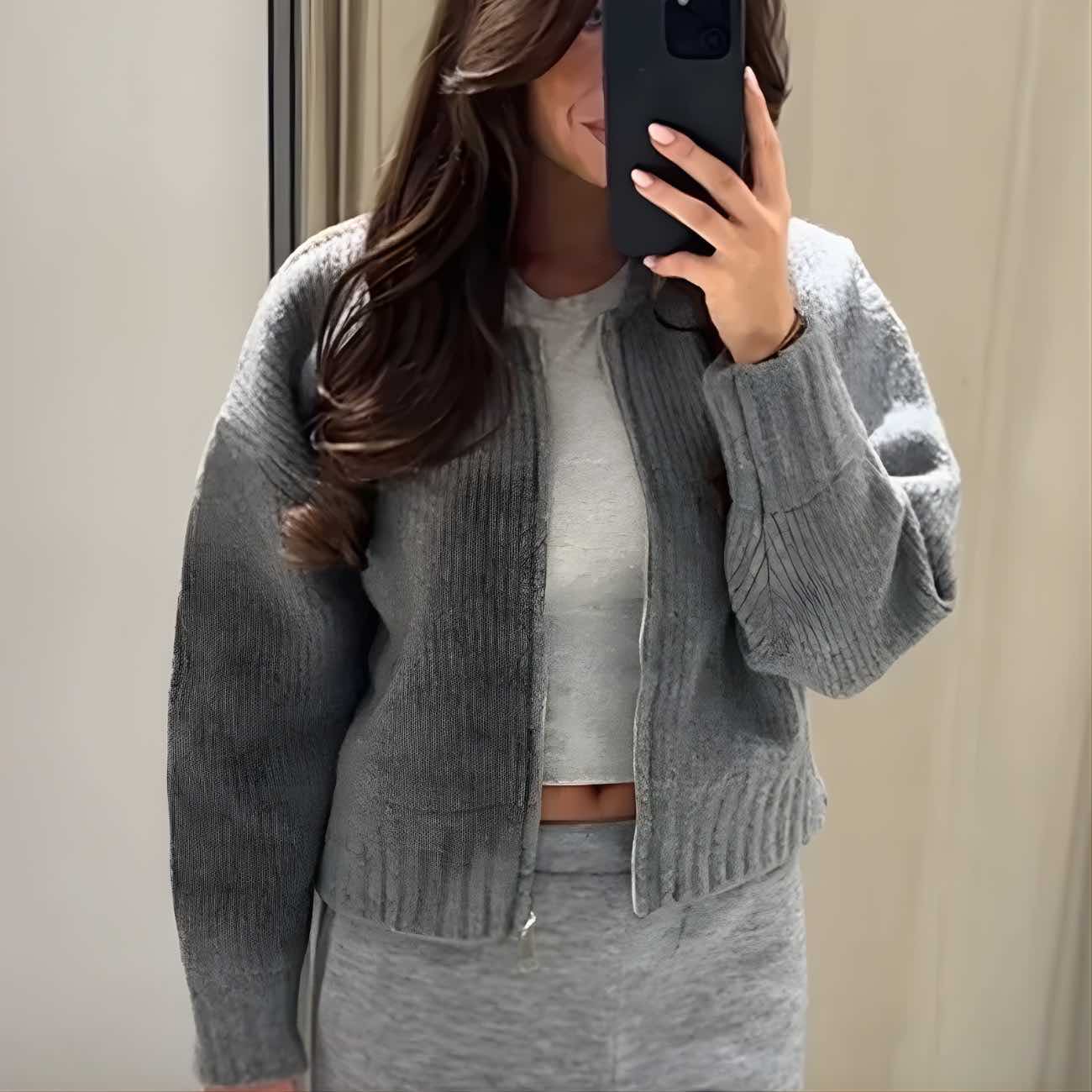 Women's Zip Detail Crew Neck Knit Pullover