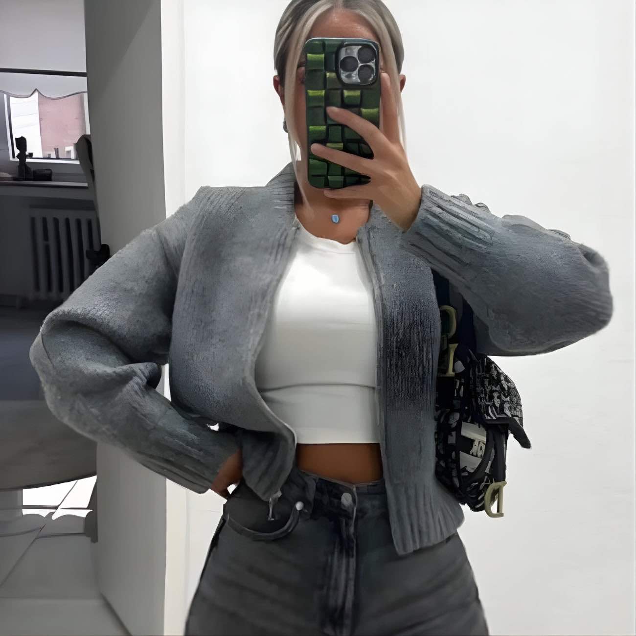 Women's Zip Detail Crew Neck Knit Pullover